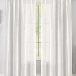 HOMEMONDE White 2 Pieces Sheer Rod Pocket Cotton Door Curtains-22