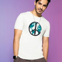 Bewakoof Men White World Peace Printed Round Neck Pure Cotton T-shirt-image-63