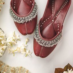 NR By Nidhi Rathi Ghunghroo Embellished Leather Mojaris-42