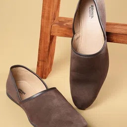 Anouk Men Coffee Brown Suede Finish Handcrafted Mojaris-image-74