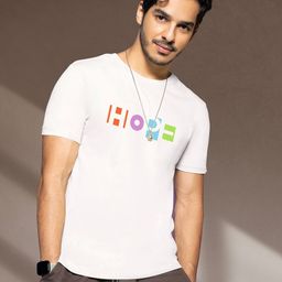 Bewakoof Men White Printed Round Neck Pure Cotton T-shirt-image-99