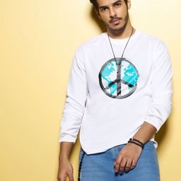 Bewakoof Men White Printed Round Neck Pure Cotton T-shirt-image-73