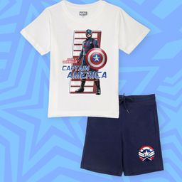 YK Marvel Boys White & Navy Blue Captain America Printed Co-Ord Set-picture-52