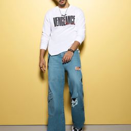Bewakoof Men Baggy Straight Fit High-Rise Mildly Distressed Cotton Carpenter Jeans-picture-17