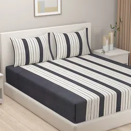 SWAYAM Off-White 180 TC Cotton Double Bedsheet with 2 Pillow Covers-24