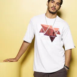 Bewakoof Wander Geometry Graphic Printed Oversized T-shirt-1