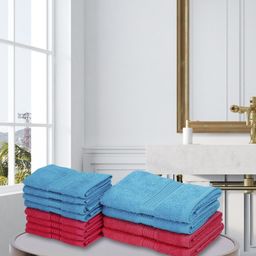 BIANCA Set Of 12 Solid 380 GSM Pure Cotton Super-Soft Terry Towel Set-32