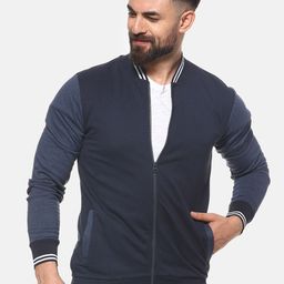 Campus Sutra Men Blue Solid Windcheater Bomber Jacket-image-123