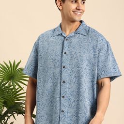 Mast & Harbour Men Checked Cuban Collar Oversized Fit Casual Shirt-image-68