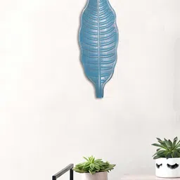 Art Street Blue Textured Leaf Wall Plate Decor-image-57