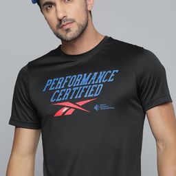 Reebok Men Black & Blue Typography Printed GS Training Statement Speedwick T-shirt-image-56