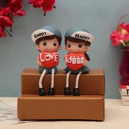 TIED RIBBONS Brown & Blue Romantic Couple Showpiece-image-44