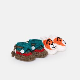 CHUTPUT Unisex Kids Pack of 2 Crochet Booties-42