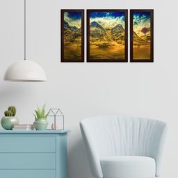 WENS Brown & Blue Mountain View MDF Wall Paintings-17