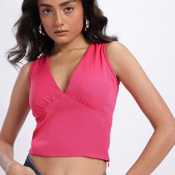 glitchez Plunge Neck Crop Fitted Top-picture-32
