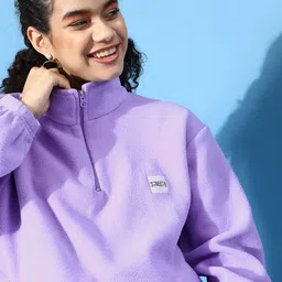 STREET 9 Women Elegant Lavender Solid Sweatshirt-picture-18