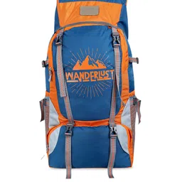 Leather World Unisex Blue & Orange Colourblocked 41 Litre Rucksack-image-10