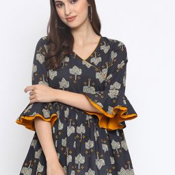 Azira Women Blue Printed Peplum Pure Cotton Top-picture-53