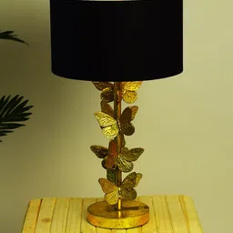 Archies Gold-Toned & Black Self Design Bedside Lamp-13