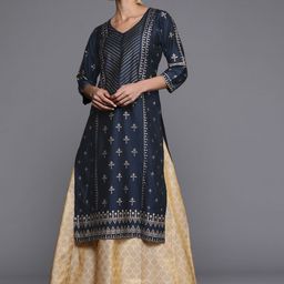 Libas Women Navy Blue Ethnic Motifs Printed Kurta-47