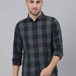 Dennis Lingo Men Grey Slim Fit Buffalo Checked Pure Cotton Casual Shirt-image-84