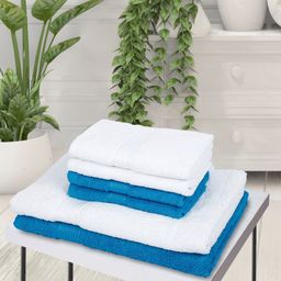 BIANCA Set Of 6 White Solid Pure Cotton 380 GSM Super-Soft Bath Towels-58