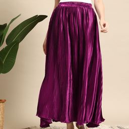 Mast & Harbour Accordion Pleated Satin Flared Maxi Skirt-picture-27
