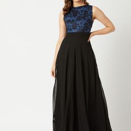 Miss Chase Black & Blue Lace Insert Maxi Dress-picture-43