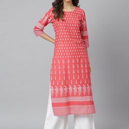 JAIPUR ATTIRE Women Pink & White Ethnic Motifs Printed Kurta-picture-43