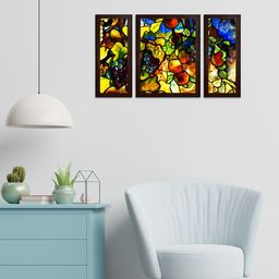 WENS Set of 3 Green & Red Abstract MDF Wall Arts-13