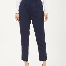 Harpa Women Navy Blue Smart Regular Fit Solid Regular Trousers-image-91