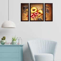 WENS Set Of 3 Yellow & Red Floral Wall Paintings-picture-3