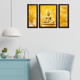 WENS Set of 3 Gold-Toned & Brown Spiritual Buddha MDF Wall Arts-12