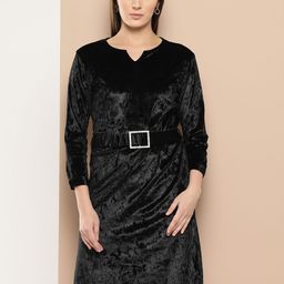 Chemistry Velvet A-Line Dress with Belt-image-84