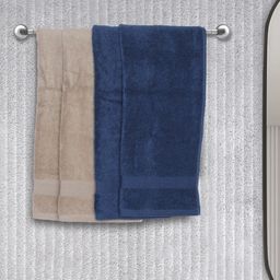 BIANCA Set Of 4 Beige & Blue Solid 380 GSM Pure Combed Cotton Terry Hand Towels-image-74