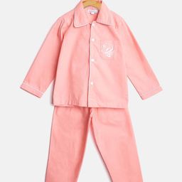 Kids Clan Unisex Kids Coral Pink Solid Night Suit-picture-36