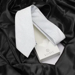 KOVOVE Men White & Blue Woven Design Broad Tie-picture-23