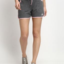 Rute Women Grey Solid Slim Fit Regular Shorts-image-42