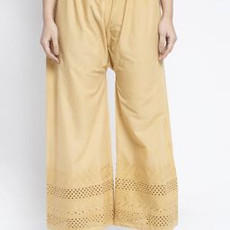 GRACIT Women Beige Embroidered Flared Palazzos-image-42