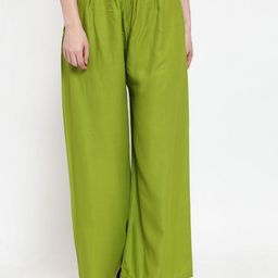 TAG 7 Women Green Solid Wide Leg Palazzos-44