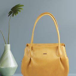 Mochi Women Yellow Solid Shopper Shoulder Bag-11