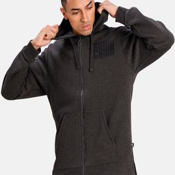 Puma Men Grey Solid Rebel Bold FZ Hoody FLSporty Track Jacket-picture-26