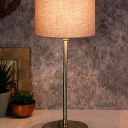 Devansh Grey & Silver-Toned Solid Traditional Buffet Table Lamp-31