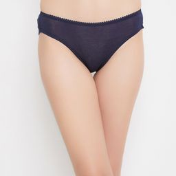 Clovia Women Navy Blue Solid Bikini Briefs-PN2548A08S-image-115