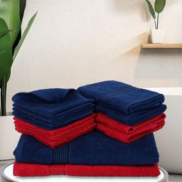 BIANCA Set Of 14 Solid 380 GSM Pure Cotton Towel Set-29
