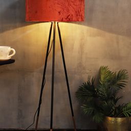 Grated Ginger Rust Red & Black Solid Handcrafted Tripod Lamp with Shade image 4