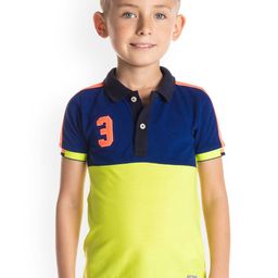 Cherry Crumble Kids Blue & Yellow Colourblocked Polo Collar T-shirt-image-69