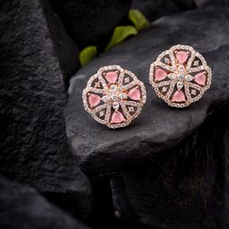 Saraf RS Jewellery Women Pink Contemporary Studs Earrings-image-13