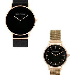JOKER & WITCH Black & Rose Gold-Toned Jennifer & Oliver Couple Watch Gift Set-JWCW178-image-75