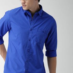 Mast & Harbour Men Blue Slim Fit Casual Shirt-image-73